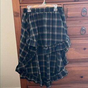 Plaid Ruffle Skirt - Navy Blue and Green Size XXL NWOT